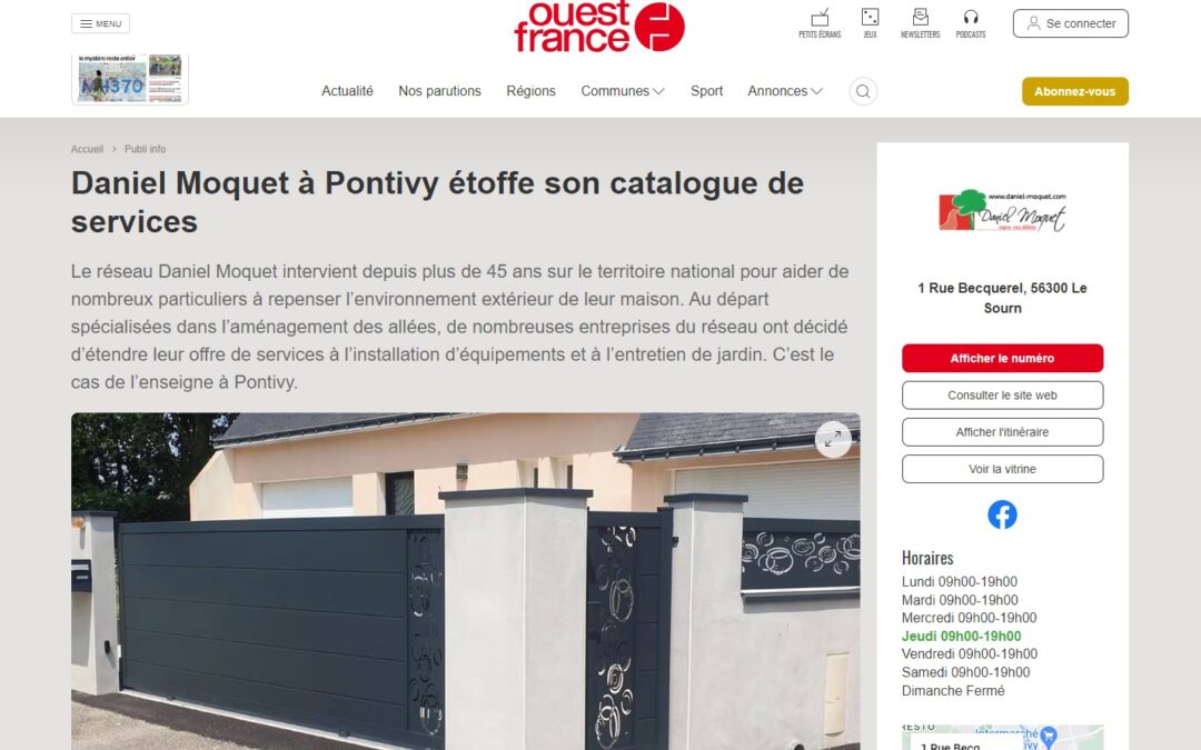 Présentation de l’entreprise franchisée Moquet à Pontivy